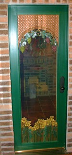 Carved wine cellar door