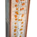 Jewelry chest with carved aspen tree drawers is about four feet tall and 15" x 15". The drawers are lined with velvet.