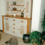 Cherry and whitewashed dining room hutch 