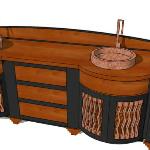 Conceptual drawing of wormy maple master bath vanity