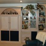 Oak whitewashed entertainment center and built in shelves