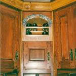 Built-in wine rack with carved details