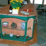 Lighted display shelf fits at the end of the island